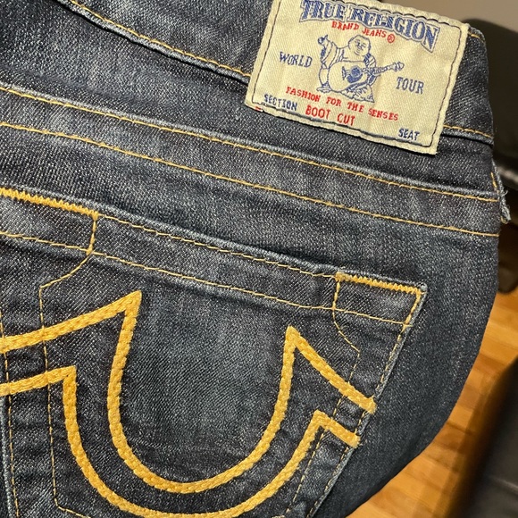 Bootcut light Distressed medium Wash western Cowgirl wide Flare indigo sz 29 - Picture 7 of 9